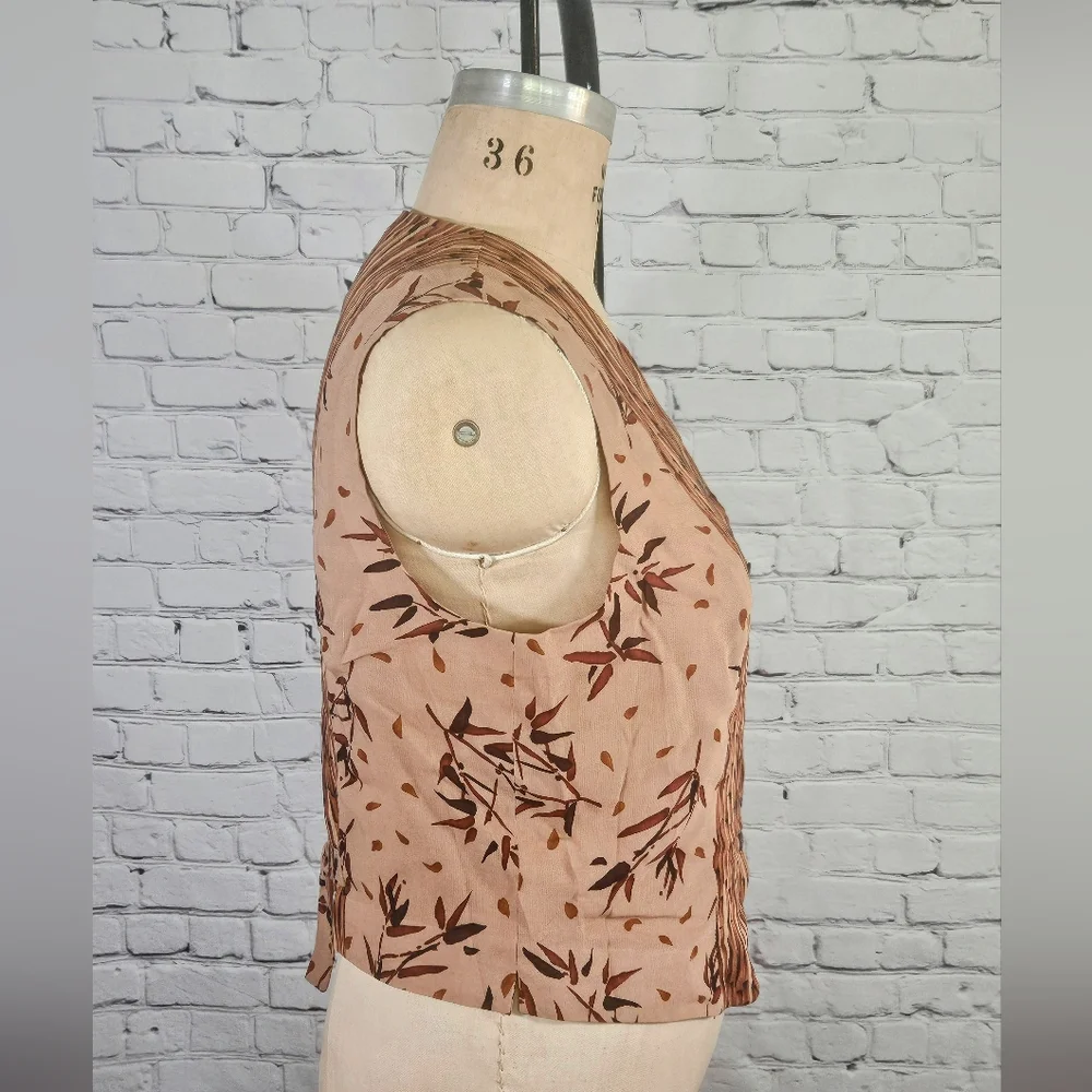 Doncaster NWT Brown & Tan Bamboo Leaf Rayon & Flax Vest Size 16 - Picture 4 of 8